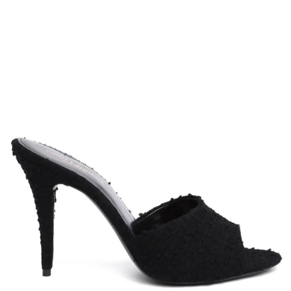 Saint Laurent LA 16 Boucle Tweed Mules in Black | Size 39. - Picture 1 of 9